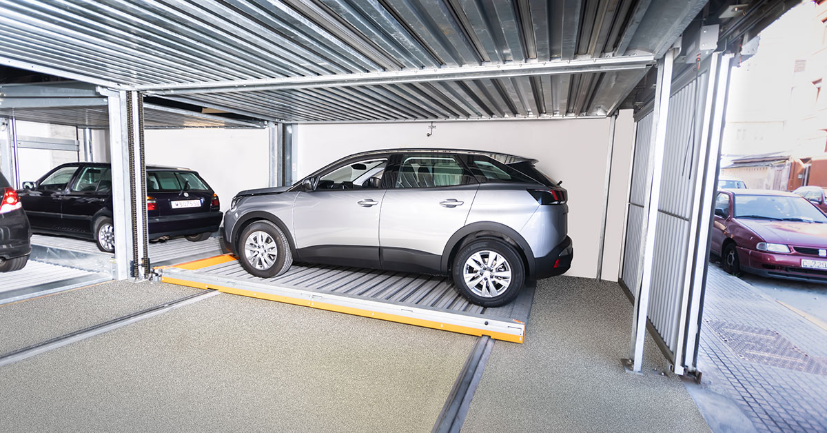 Ansicht eines halbautomatischen Parksystem